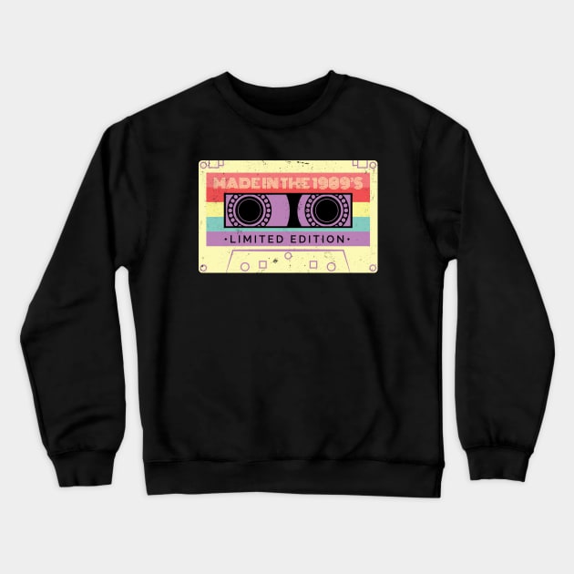 Retro Cassette Tape Made in The 1989's Birthday Crewneck Sweatshirt by JaiStore
